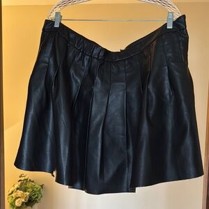 Black Pleated Leather Skirt